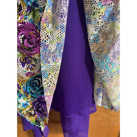 Betsey Johnson Purple Floral Coverup Dress Vintage Pinup Coquette Size XS/S - Picture 5 of 8